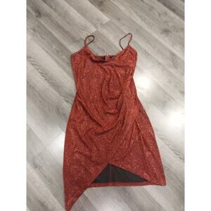 Akira Size Large Red Glitter Short Bodycon Wrap Dress Spaghetti Strap